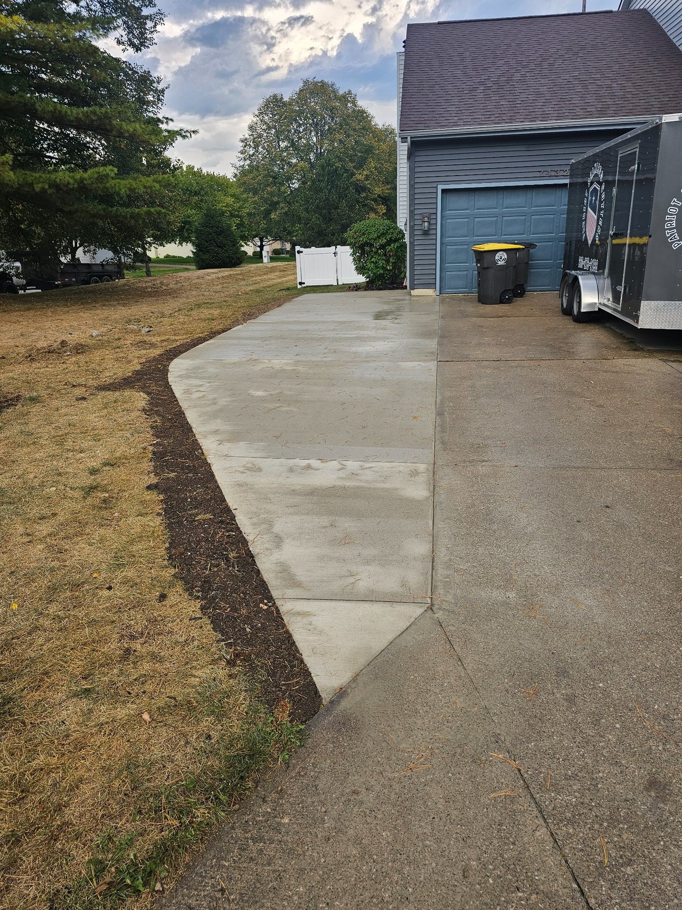 New concrete driveway extension